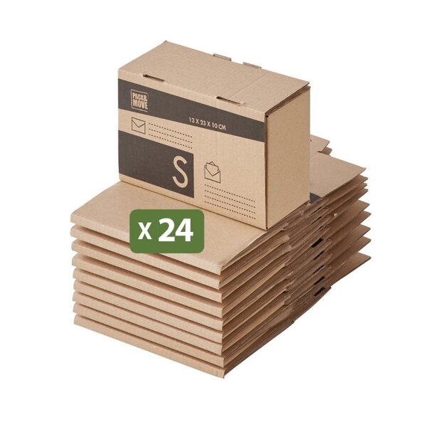 Pack and Move - Lot 24 colis pour expédition - Taille S - Carton renforcé - 23 x 10 x 13 cm - 20 KG max