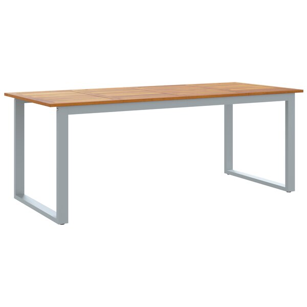 Table de salle à manger extérieure vidaXL Grise 200x90x75 cm Acier et Bois Massif Acacia