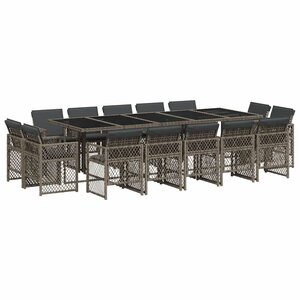 vidaXL Ensemble à manger de jardin 15 Pièces coussins gris résine tressée