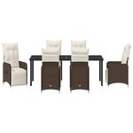 vidaXL Set de jardin 7 pièces avec coussins en poly rattan marron