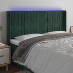 vidaXL Tête de lit à LED Vert foncé 203x16x118/128 cm Velours