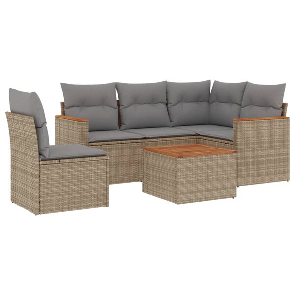 vidaXL Salon de jardin avec coussins 6Pièces mélange beige résine tressée