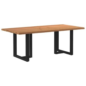 vidaXL Table à manger bord naturel bois massif chêne rectangulaire