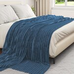 vidaXL Jeté Bleu marine 270 x 240 cm Toison