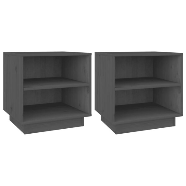 vidaXL Tables de chevet 2 Pièces Gris 40x34x40 cm Bois de pin solide