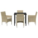 vidaXL Ensemble de Salle à Manger de Jardin 5 Pièces Beige en Rattan Polyéthylène
