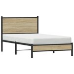 vidaXL Cadre de lit en métal sans matelas chêne sonoma 107x203 cm