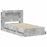 vidaXL Cadre de lit avec rangement Gris béton 75 x 190 cm