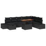 vidaXL Ensemble de sofa de jardin 9 pièces avec coussins polyester noir poly rotin