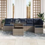 vidaXL Ensemble de canapé de jardin 7 Pièces Gris et bleu marine