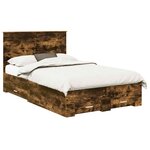 vidaXL Cadre de lit Chêne fumé 135 x 190 cm Bois d'ingénierie