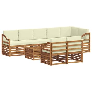 vidaXL Ensemble de canapés d'extérieur 9 pc Naturel et Crème Polyester