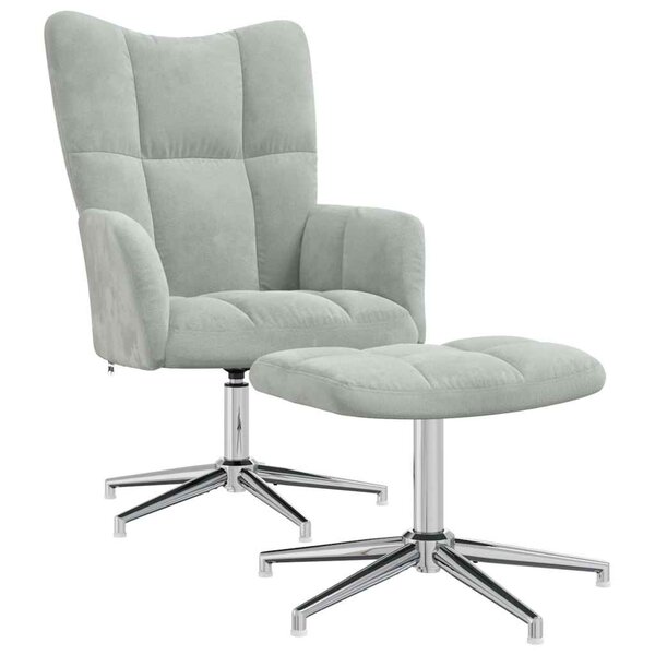 vidaXL Chaise de relaxation avec tabouret Gris clair Velours