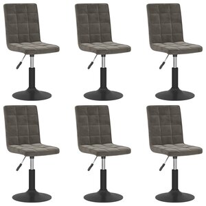 vidaXL Chaises pivotantes à manger lot de 6 gris foncé velours