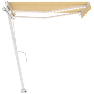 vidaXL Auvent automatique capteur de vent/LED 350x250cm Jaune et blanc