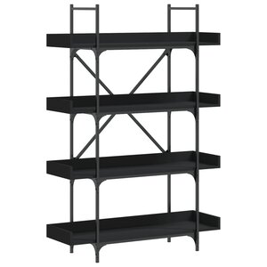 vidaXL Bibliothèque à 4 niveaux noir 100x33x145 5 cm bois d'ingénierie