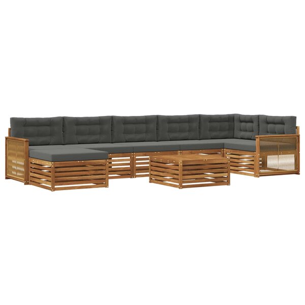 vidaXL Ensemble de canapés d'extérieur 8 pc Naturel et Anthracite