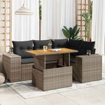 vidaXL Salon de jardin 5 Pièces avec coussins gris résine tressée