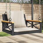 vidaXL Balancelle avec coussins noir 63x62x40 cm résine tressée