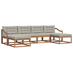 vidaXL Ensemble de canapés d'extérieur 6 pc Gris Naturel et Clair