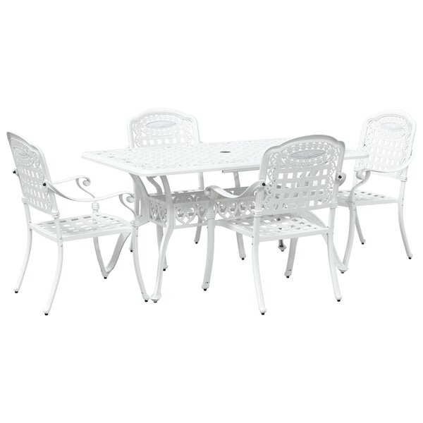 vidaXL Ensemble de salle à manger de jardin de 5 pièces en aluminium blanc