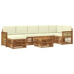 vidaXL Ensemble de canapés d'extérieur 7 pc Naturel et Crème