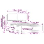 vidaXL Cadre de lit avec tête de lit rembourrée Taupe 135 x 190 cm