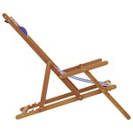 vidaXL Chaise de plage pliable bleu et blanc bois d'eucalyptus/tissu