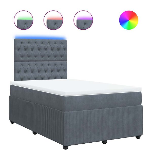 vidaXL Sommier à lattes de lit et matelas Gris foncé 120x200cm Velours