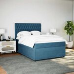 vidaXL Sommier à lattes de lit et matelas Bleu foncé 140x190cm Velours