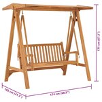 vidaXL Balancelle 174 cm Bois de teck massif