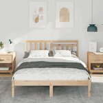 vidaXL Cadre de lit avec tête de lit Marron 135 x 190 cm Pin massif