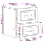 vidaXL Cabinet de chevet mural 2 pc Chêne fumé 34 5 x 33 x 40 cm