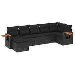 vidaXL Salon de jardin 7 Pièces avec coussins noir résine tressée