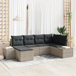 vidaXL Ensemble de canapé de jardin 6 pièces avec coussins Gris clair Poly Rattan