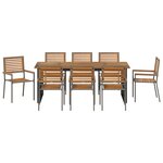 vidaXL Set de salle à manger de jardin 9 pièces Gris Poly Rattan Acacia