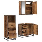 vidaXL Ensemble de mobilier de salle de bain 3 Pièces Bois ancien