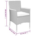 vidaXL Ensemble à manger jardin et coussins 7 Pièces gris rotin