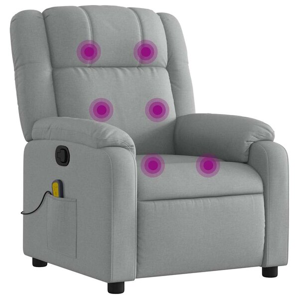 vidaXL Fauteuil de massage inclinable gris clair tissu