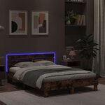 vidaXL Cadre de lit avec LED sans matelas chêne fumé 120x190 cm