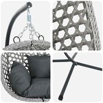 vidaXL Chaise suspendue polyrotin 104 x 100 x 191 cm Gris