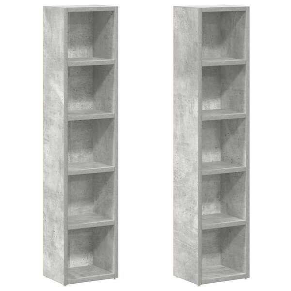 vidaXL Armoires à CD 2 Pièces Gris béton 21x16x93 5 cm Aggloméré