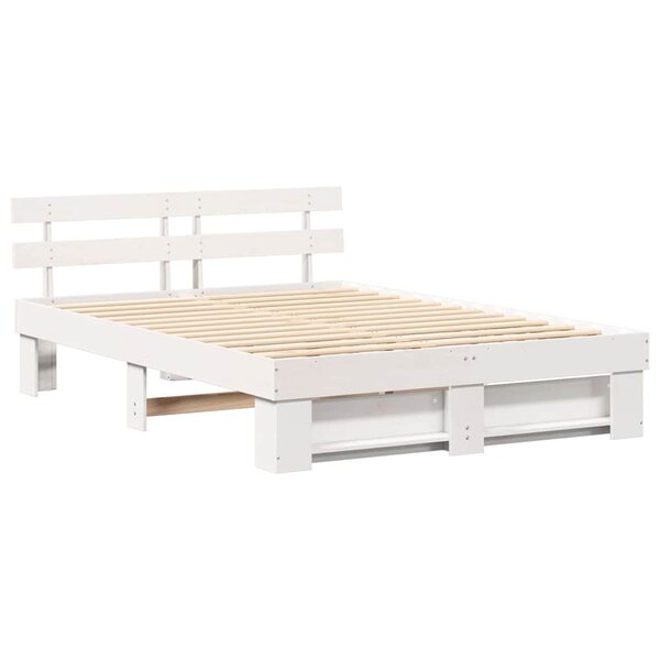 vidaXL Cadre de lit Blanc 140 x 200 cm Bois massif en pin