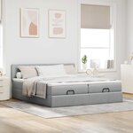 VidaXL Cadre de lit ottoman et matelas gris clair 200x200cm tissu