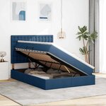 vidaXL Lit avec rangement et matelas Bleu 140 x 200 cm tissu