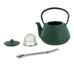 Théière en fonte Hanami vert émeraude 1 2 L + paille inox avec filtre