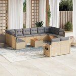vidaXL Salon de jardin et coussins 13 Pièces mélange beige résine tressée