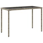 vidaXL Table de jardin dessus en verre gris clair 115x54x74 cm rotin