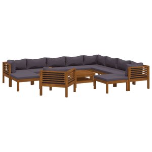 vidaXL Salon de jardin 12 Pièces avec coussin Bois d'acacia solide