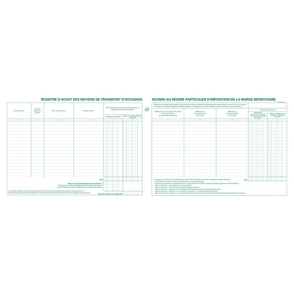 Piqûre Garagistes - Occasion Intérieur & Export - Avec Registre De Comparaison -texte Fr - 80 Pages - Blanc - Exacompta